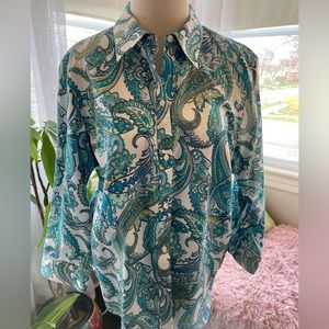 Chaps Women’s Paisley Print Button Down Shirt